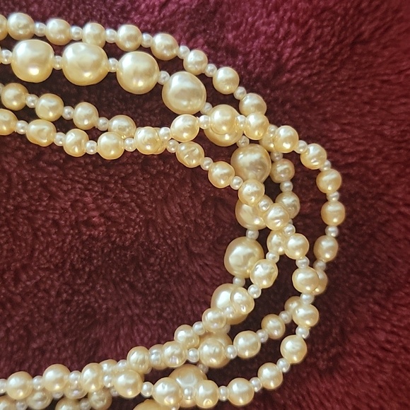 BRIDGERTON Sale! MIRIAM HASKELL Signed Authentic 3 Strand Baroque Pearl Necklace